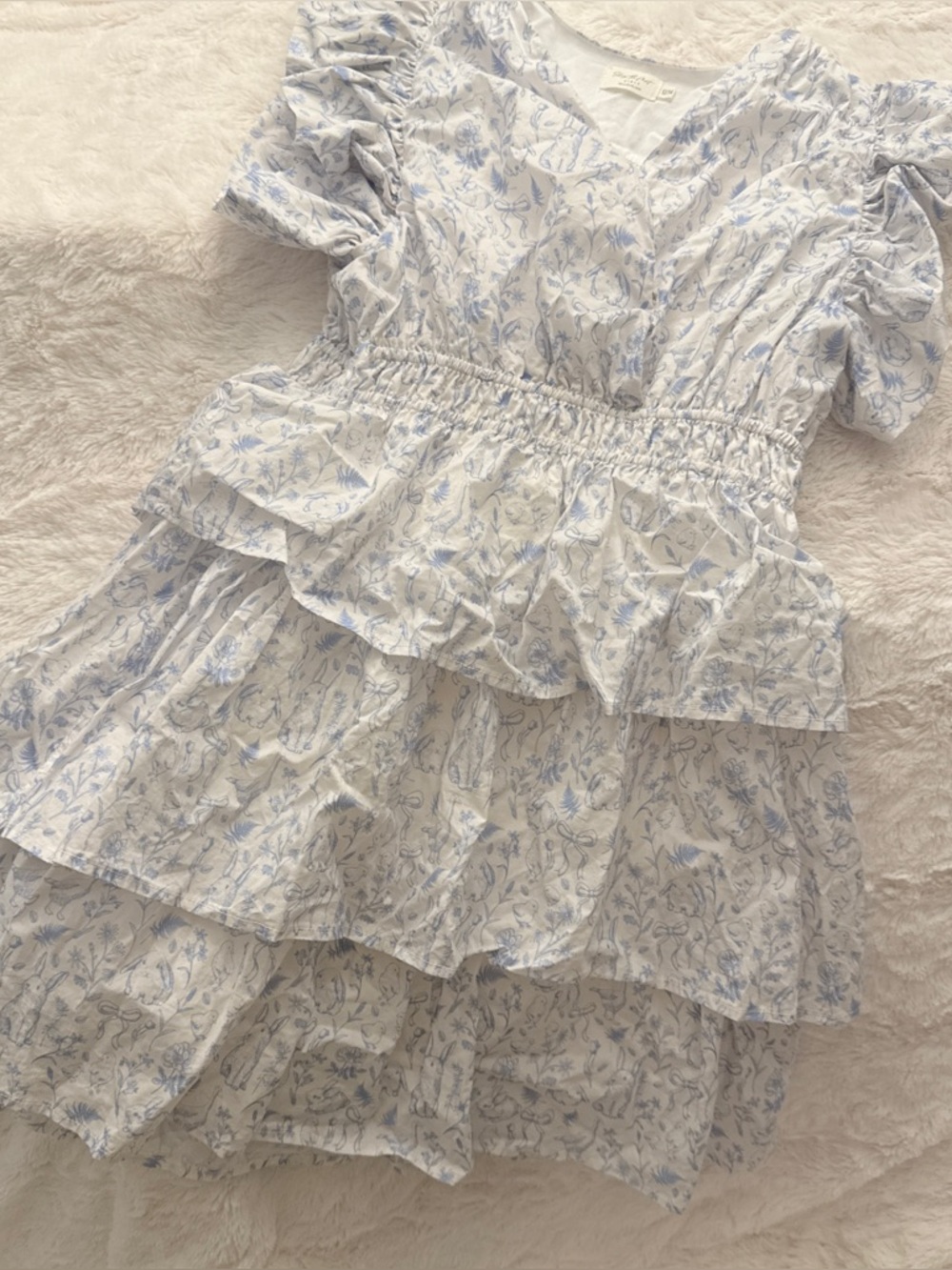 Shop The Mint Girls Find Yourself Light Blue Toile Dress Sz 12/14  bunny Easter